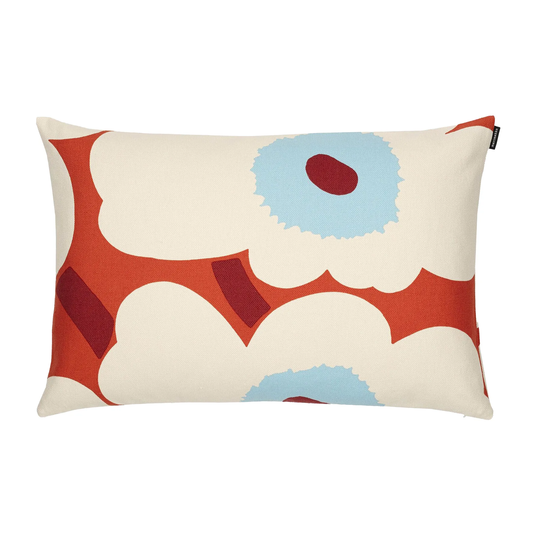 Unikko kuddfodral linne-bomull 40x60 cm, Orange-off white-light blue Marimekko