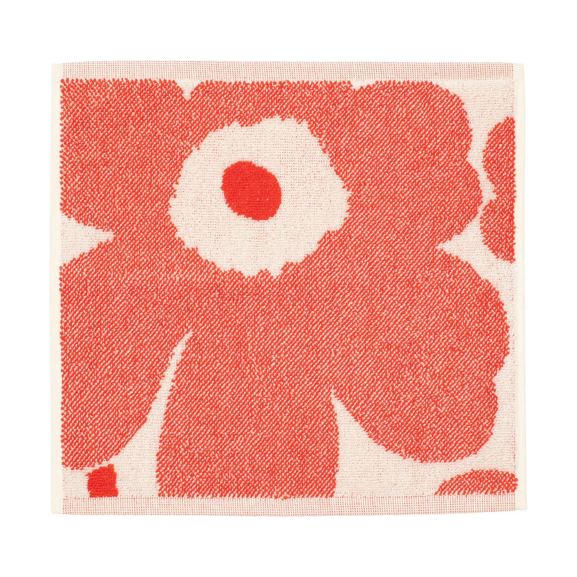 Unikko mini handduk 32x32 cm, Off white-orange red Marimekko