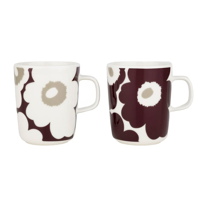 Unikko mugg 2,5 dl 2-pack - Clay-dark wine-white - Marimekko