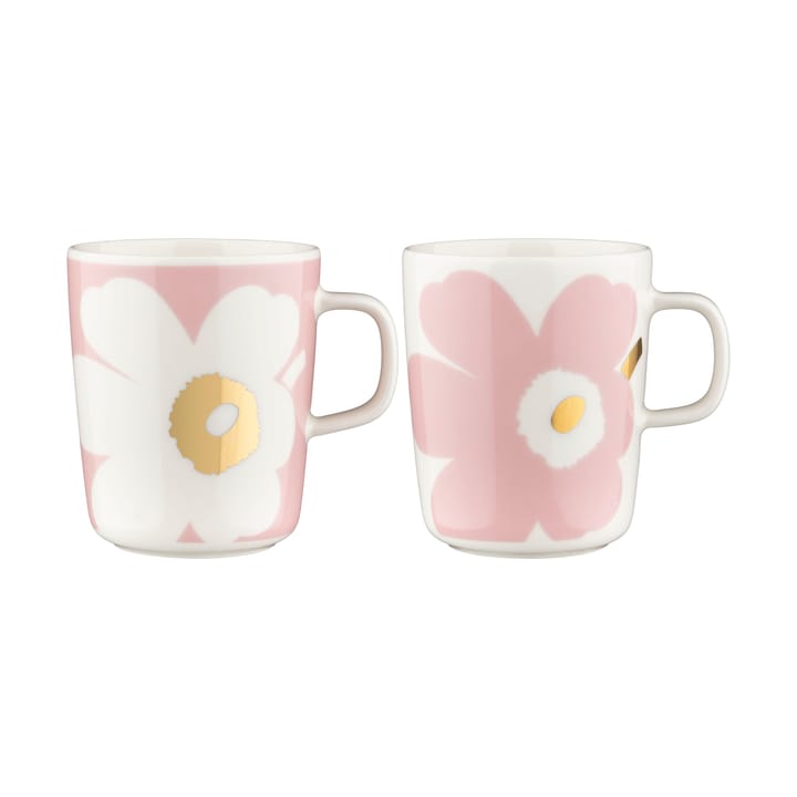 Unikko mugg 2,5 dl 2-pack - White-Light pink-gold - Marimekko