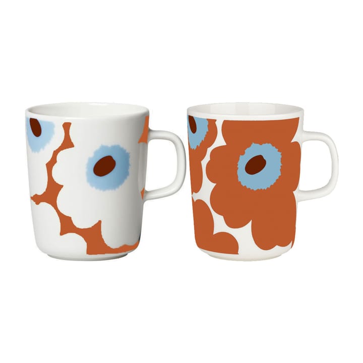 Unikko mugg 2,5 dl 2-pack - White-tomato red-sky blue - Marimekko
