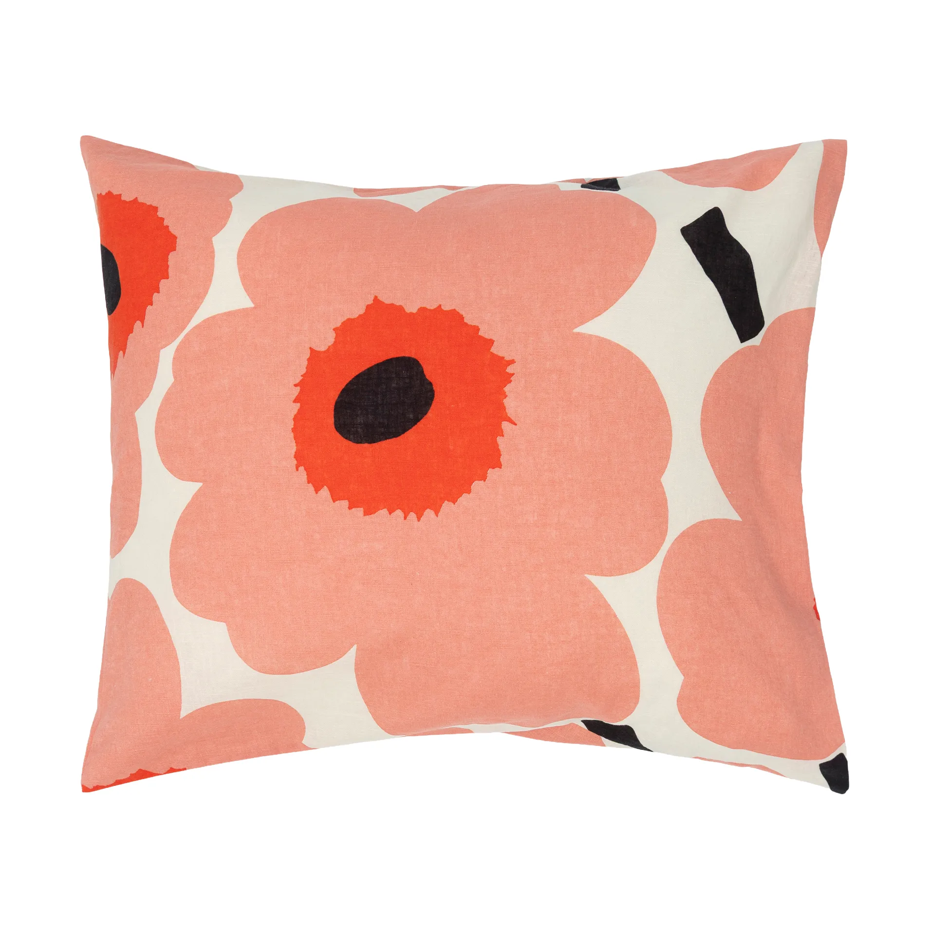 Unikko örngott 50x60 cm, Off white-coral-orange red-charcoal Marimekko