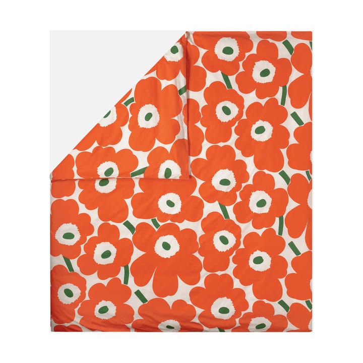 Unikko påslakan 220x240 cm, Off white-orange-green Marimekko
