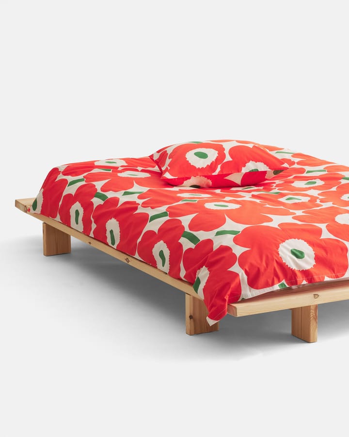 Unikko påslakan 220x240 cm, Off white-orange-green Marimekko