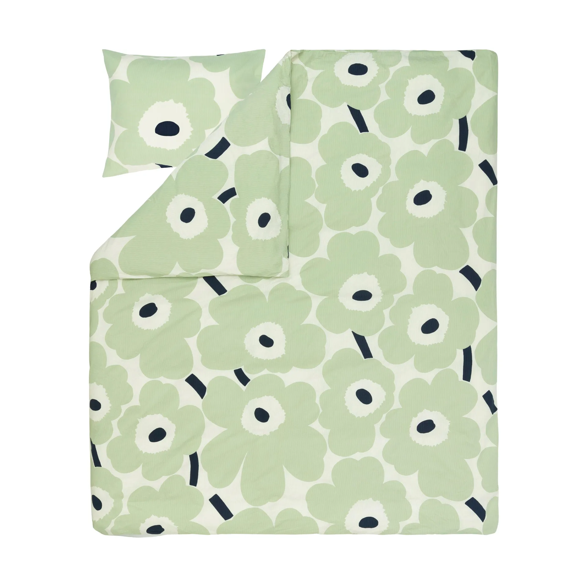 Unikko påslakan 220x240 cm, Off white-sage-dark blue Marimekko