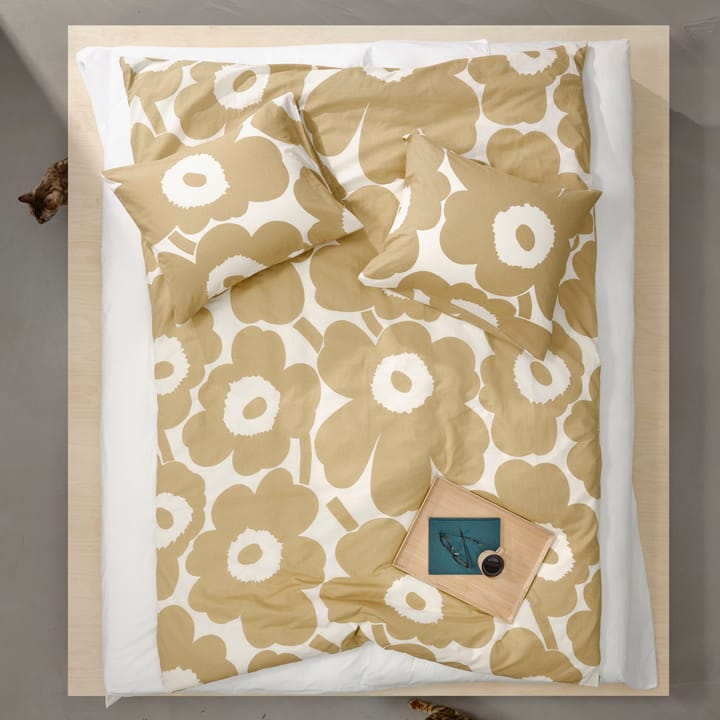 Unikko påslakan bomull-hampa 150x210 cm, Beige Marimekko