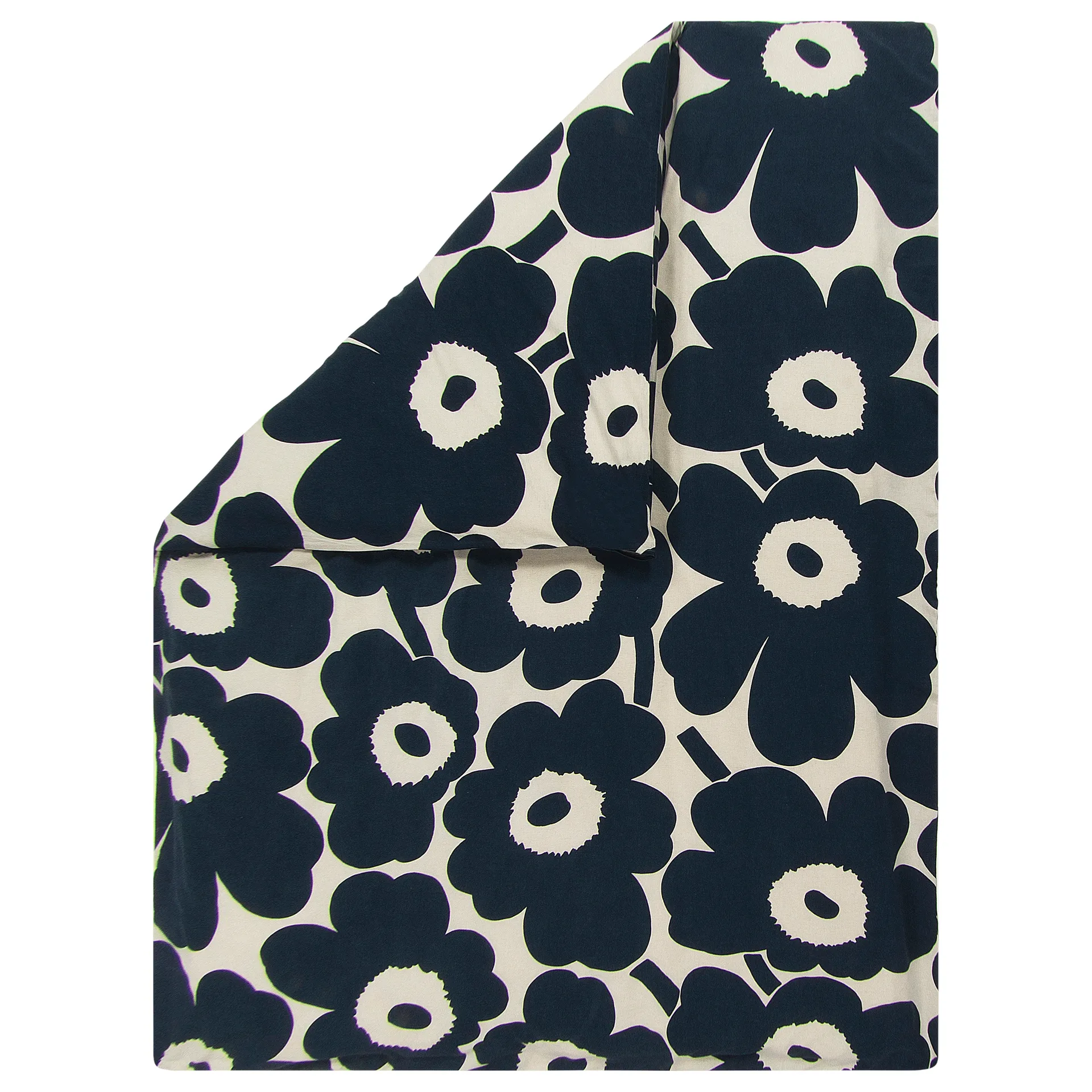 Unikko påslakan bomull-linne 150x210 cm, Naturvit-mörkblå Marimekko