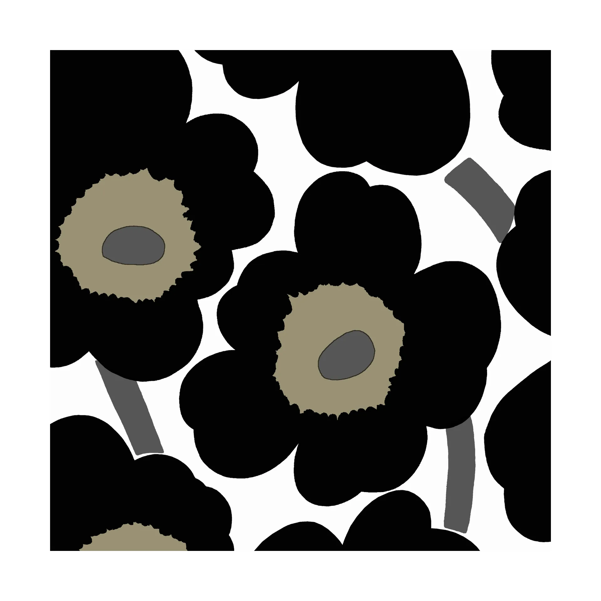 Unikko servett 33x33 cm 20-pack, Black-White Marimekko