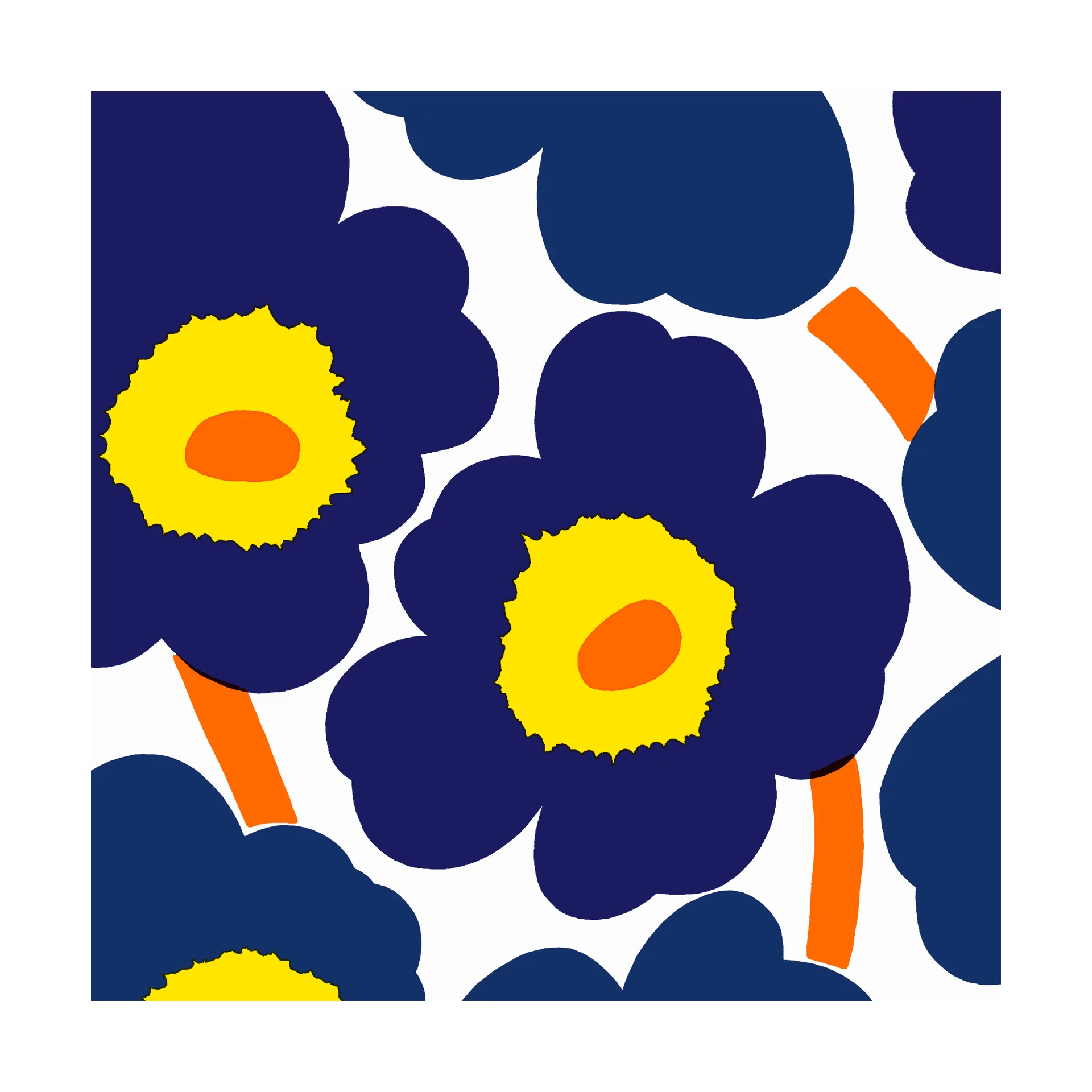 Unikko servett 33x33 cm 20-pack, Blue-Yellow Marimekko