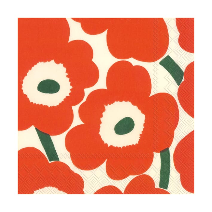 Unikko servett 33x33 cm 20-pack - Orange/Green - Marimekko