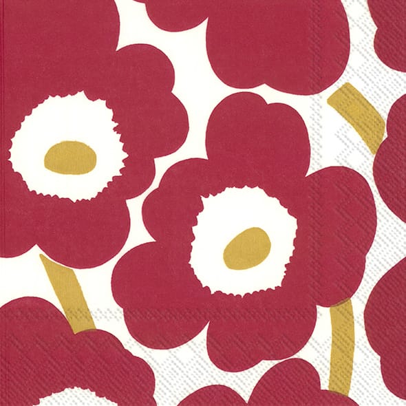 Unikko servett 33x33 cm 20-pack - Red-Gold - Marimekko