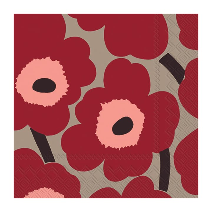 Unikko servett 33x33 cm 20-pack - Red-linen - Marimekko