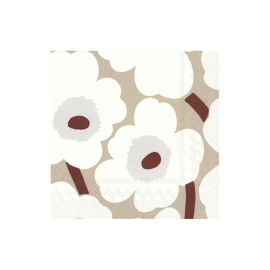 Unikko servett 33x33 cm 20-pack, Vit-linne Marimekko