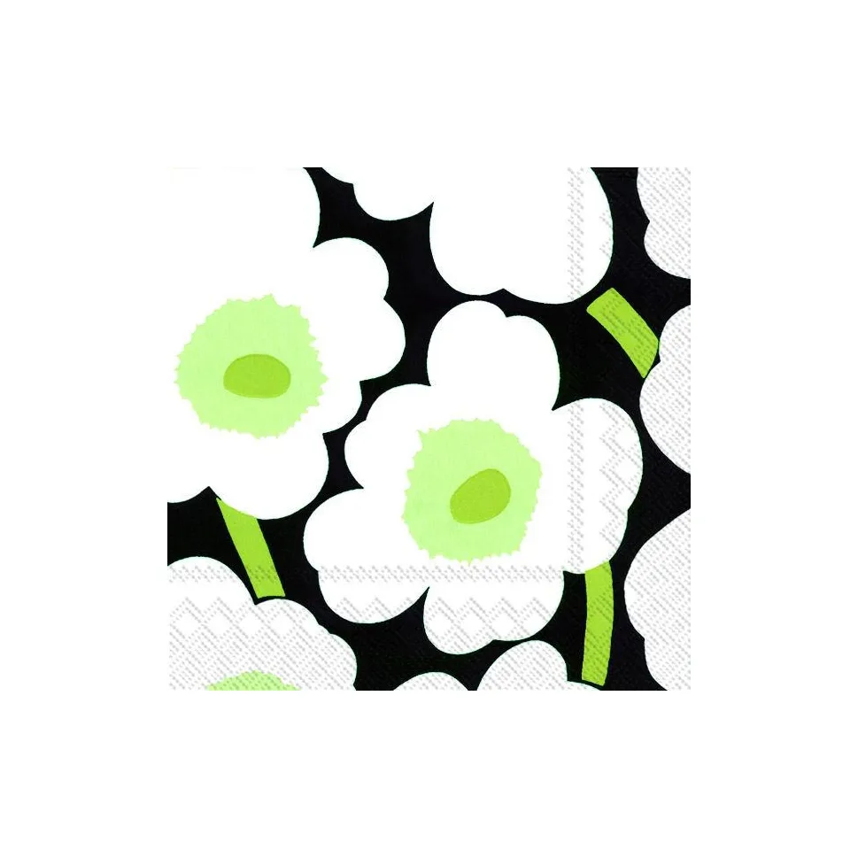 Unikko servett 33x33 cm 20-pack, Vit-svart Marimekko