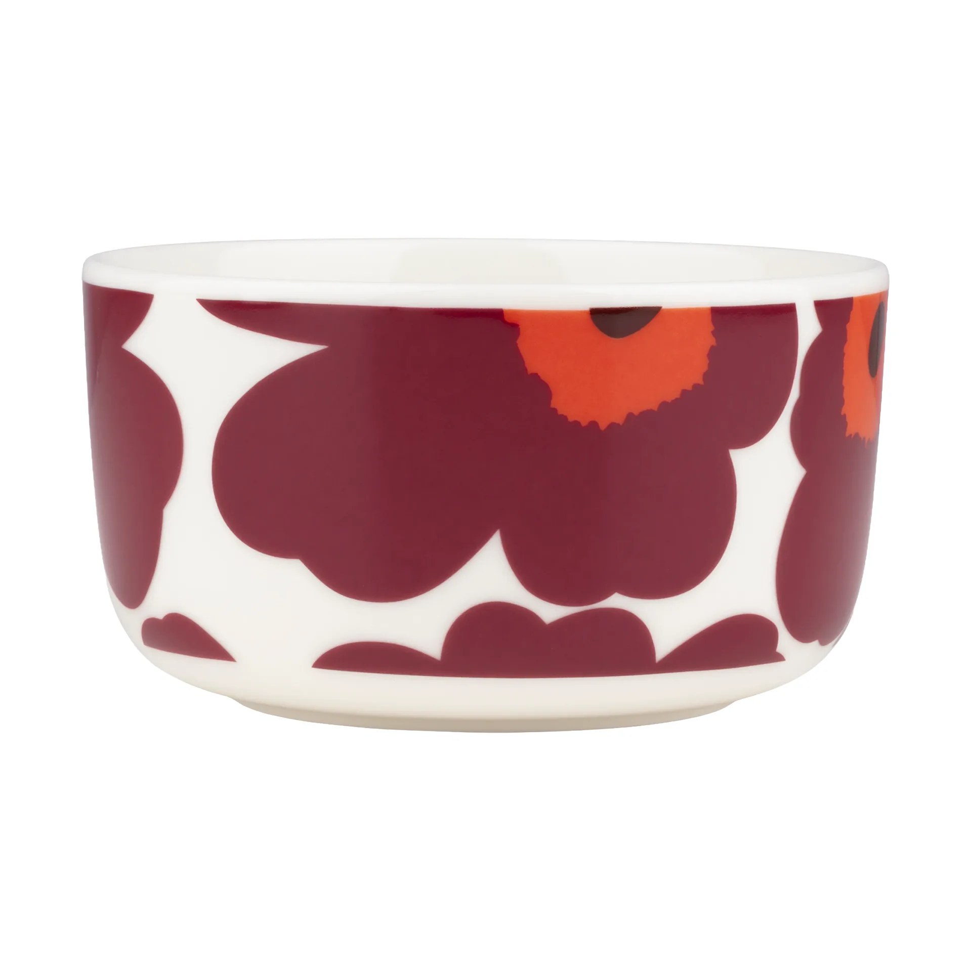 Unikko skål 5 dl, White-burgundy-red Marimekko