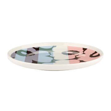 Unikko striped tallrik Ø20 cm - White-light sky-dusty pink - Marimekko