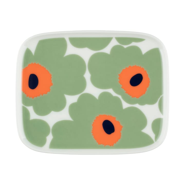 Unikko tallrik 12x15 cm - White-sage-orange-dark blue - Marimekko