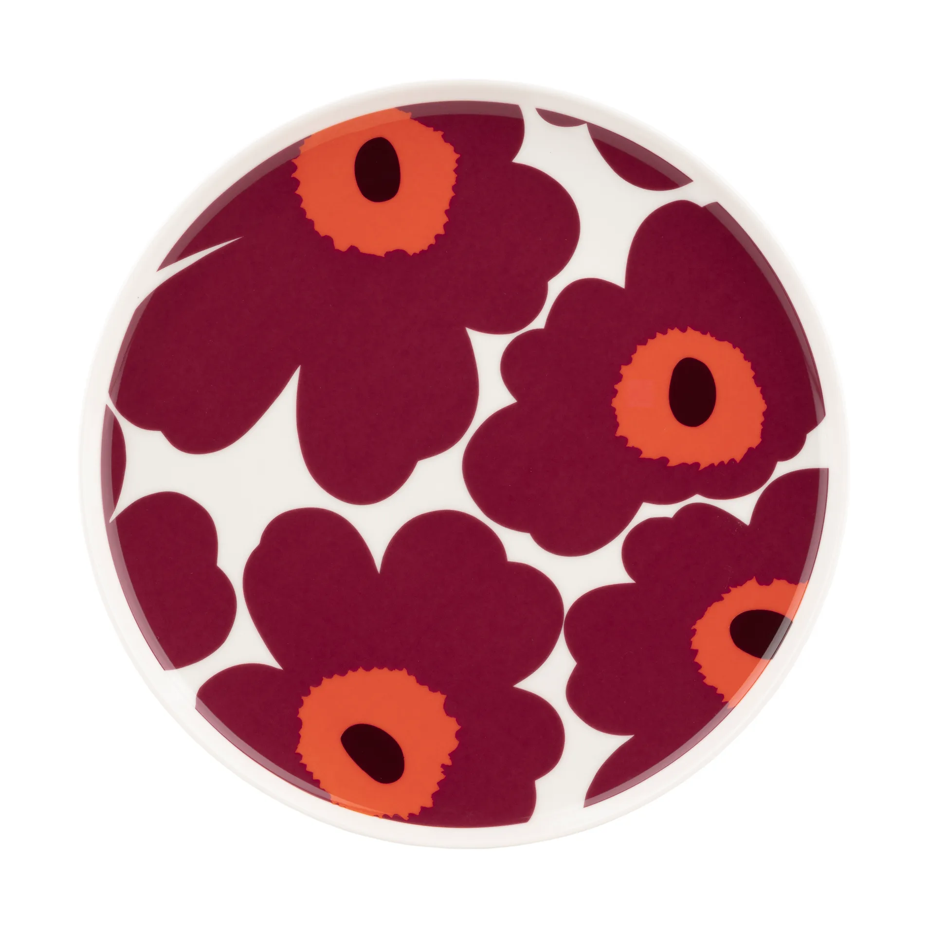 Unikko tallrik Ø20 cm, White-burgundy-red Marimekko