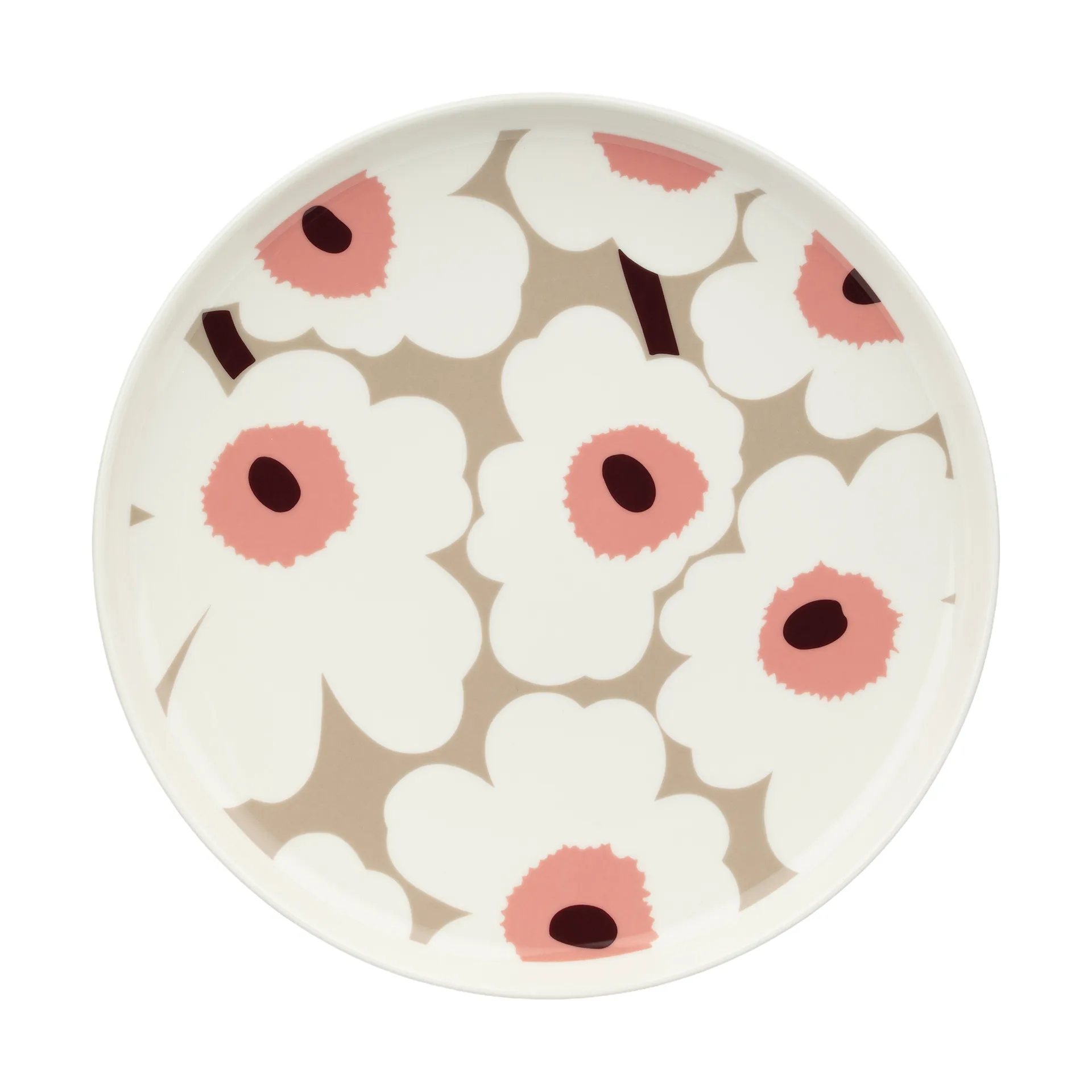 Unikko tallrik Ø25 cm, White-clay-powder-dark wine Marimekko