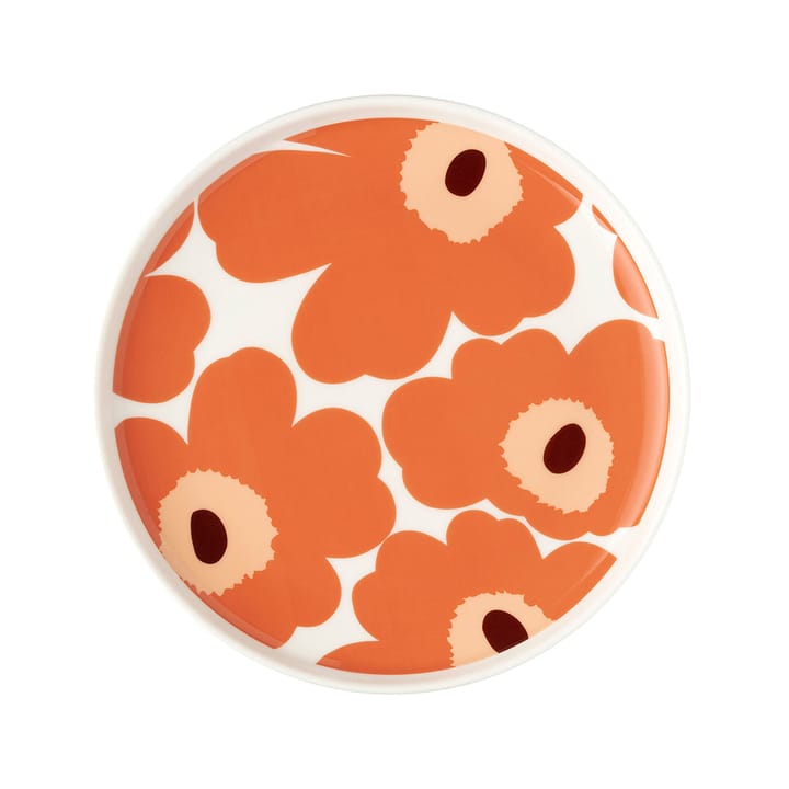 Unikko tallrik vit-orange-mörkbrun - Ø20 cm - Marimekko