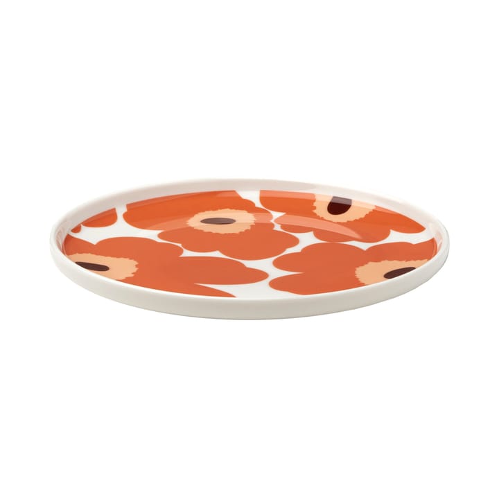 Unikko tallrik vit-orange-mörkbrun - Ø20 cm - Marimekko