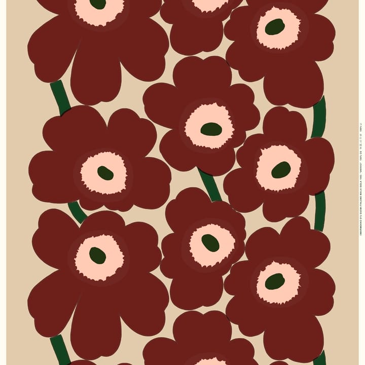 Unikko tyg bomull-linne - Beige-brun-persika - Marimekko