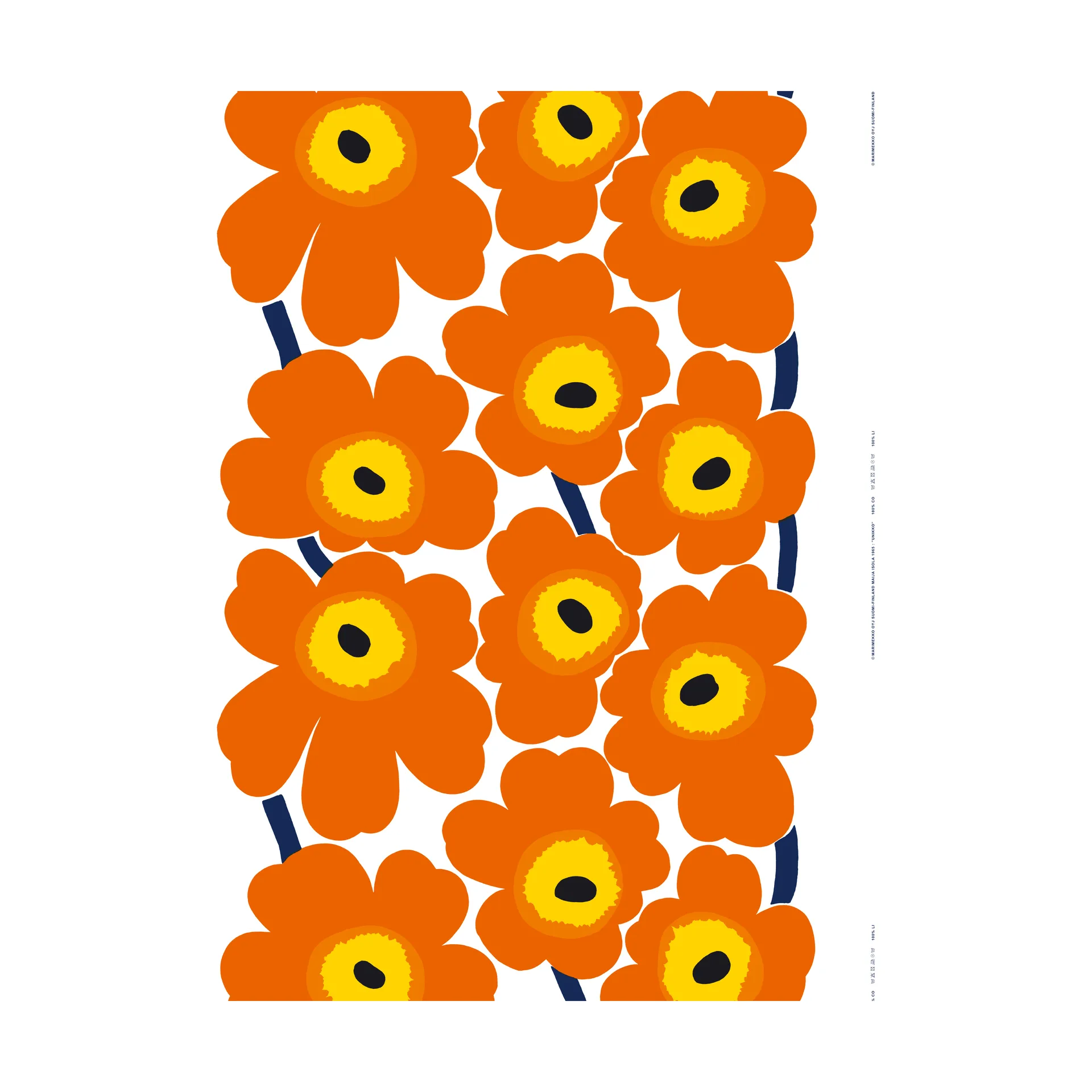 Unikko tyg heavyweight bomull, Orange Marimekko