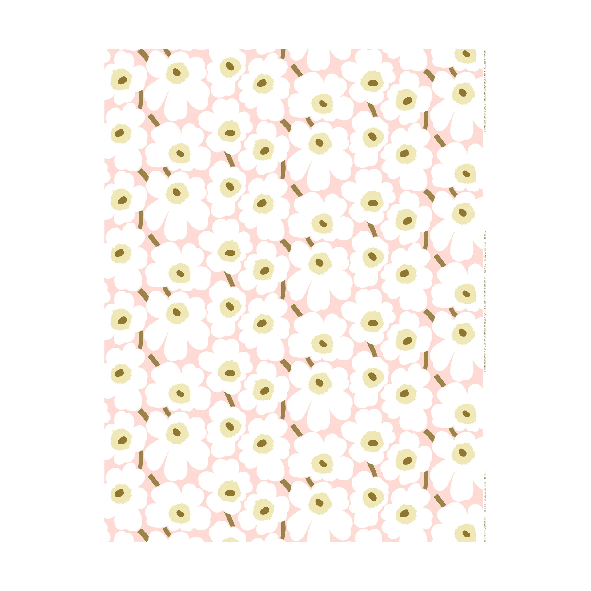 Unikko tyg, Pink-natural white-sand Marimekko