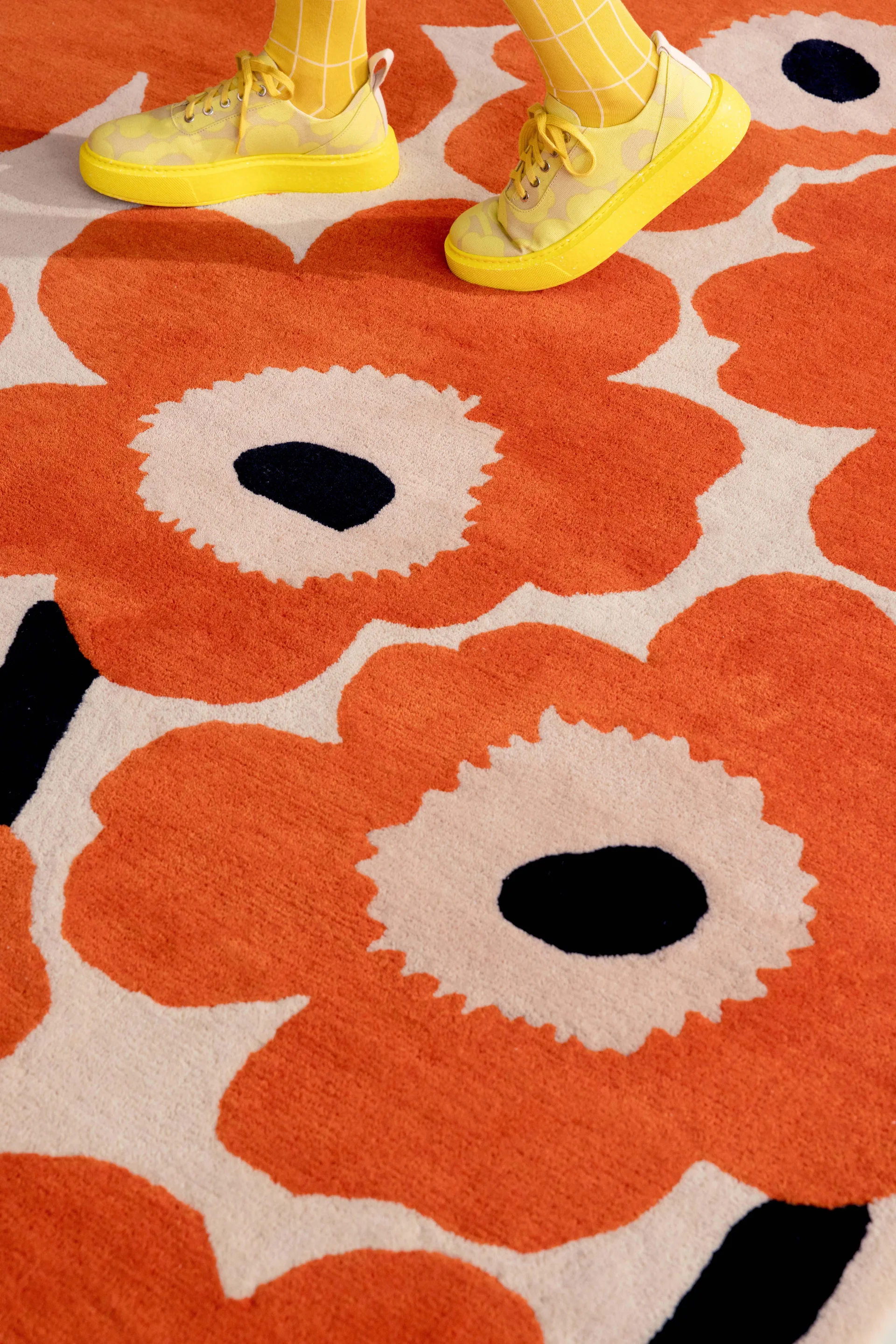 Unikko ullmatta, Orange Red, 140x200 cm Marimekko
