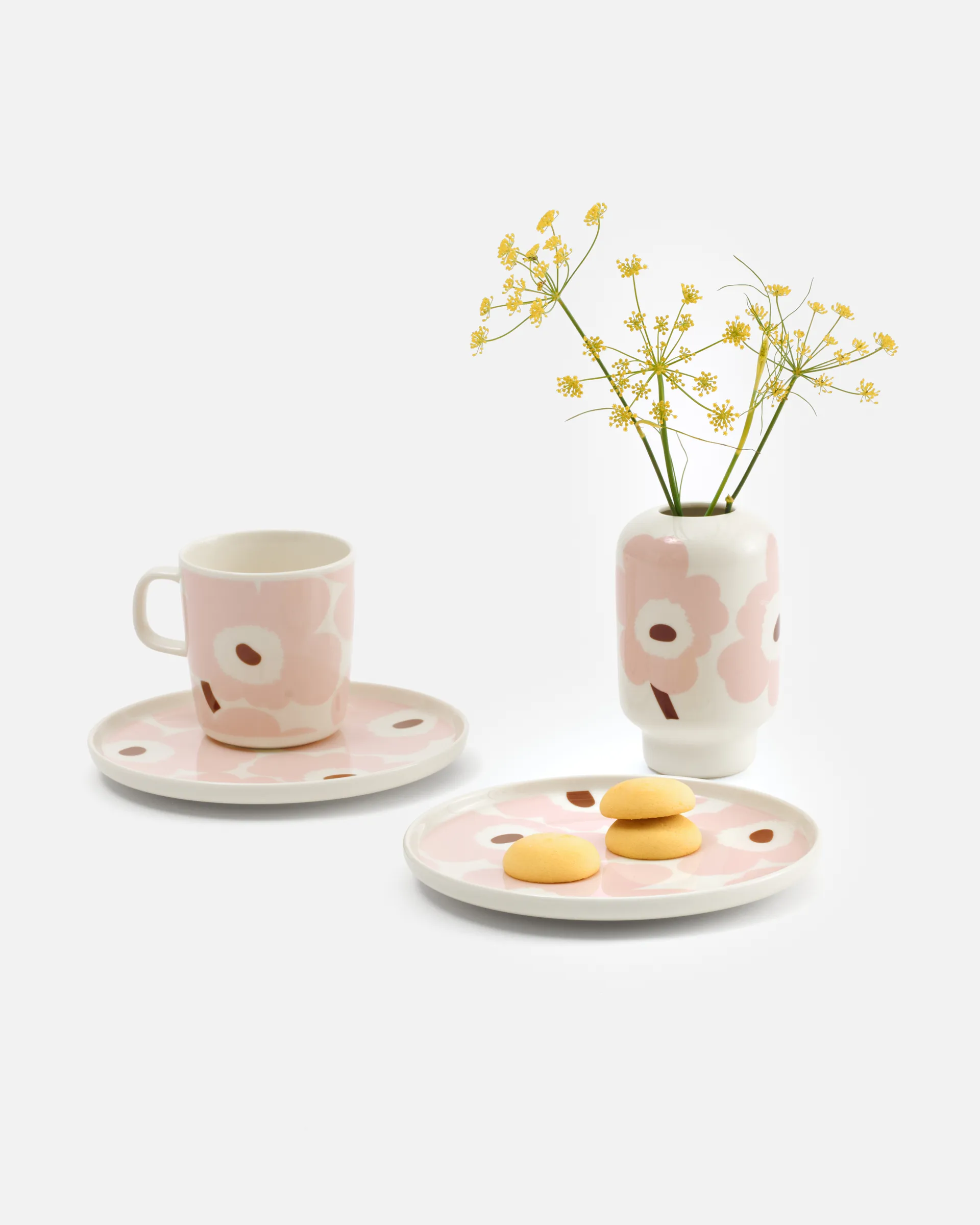 Unikko vas 14 cm, White-light pink-chestnut Marimekko