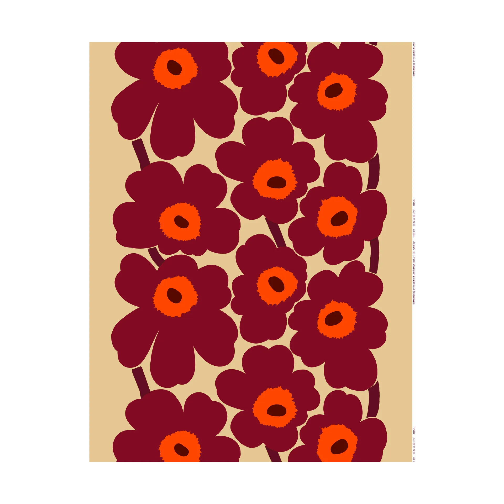 Unikko vaxduk, Vanilla-wine red-red Marimekko