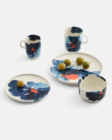 Valssi tallrik - White-blue-orange - Marimekko