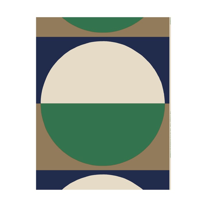 Viitta tyg bomull-linne, Green-off white-dark blue Marimekko