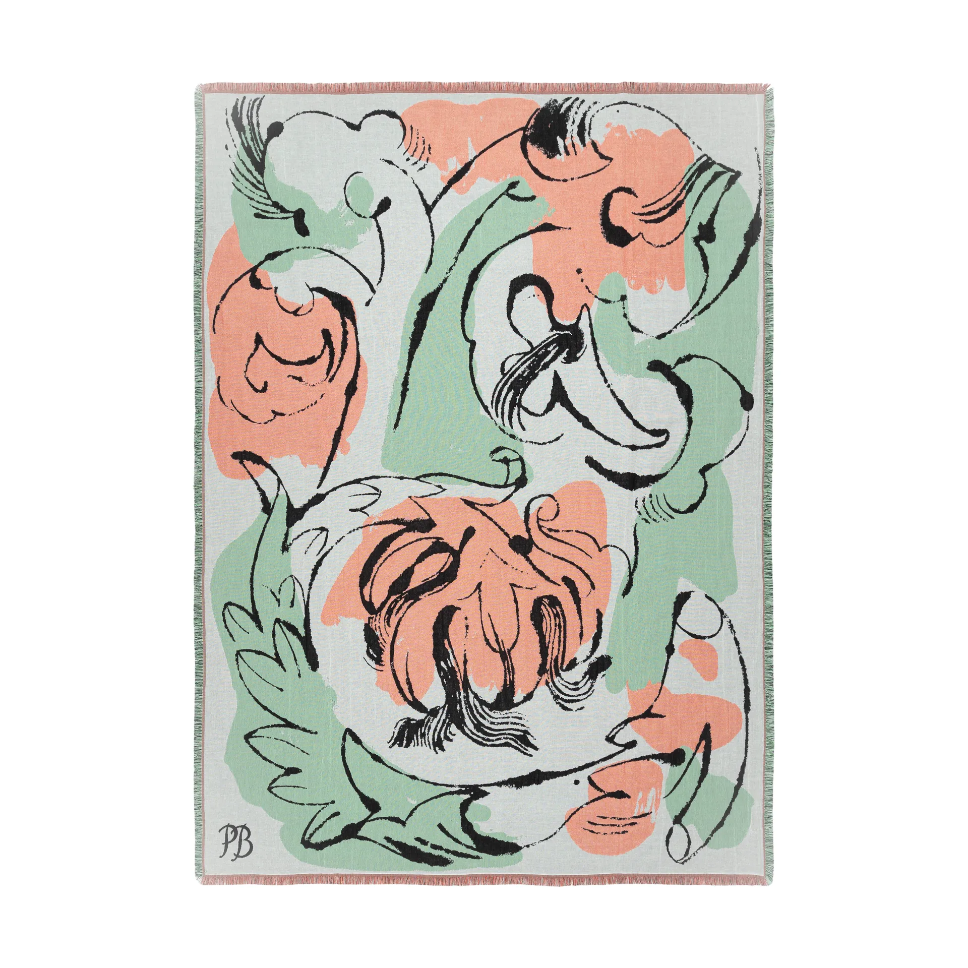 Vildstjälk pläd 130x180 cm, Offwhite-dark blue- orange-red Marimekko