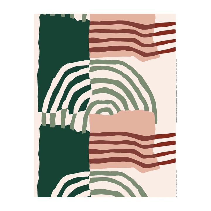 Vuosirenkaat tyg bomull-linne - Beige-grön-ljusröd - Marimekko