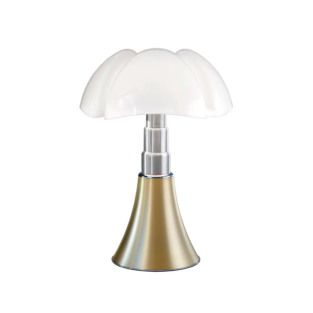 Pipistrello bordslampa, Mässing satin-vit skärm Martinelli Lucé