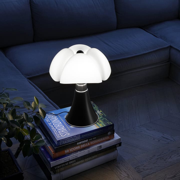 Pipistrello Mini bordslampa - mässing satin-vit skärm - Martinelli Lucé