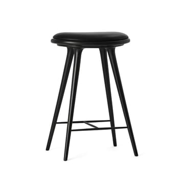 High stool barpall 69 cm - läder svart, stativ i svartbets bok - Mater