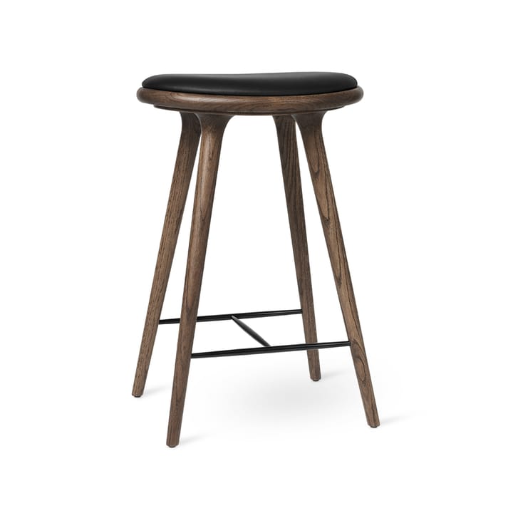High stool barpall hög 74 cm - läder svart, mörkbetsat ekstativ - Mater