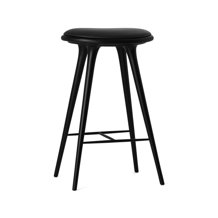High stool barpall hög 74 cm - läder svart, stativ i svartbets bok - Mater