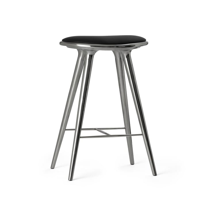 High stool barpall låg 69 cm - läder svart, aluminiumstativ - Mater