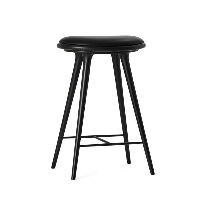 High stool barpall låg 69 cm - läder svart, stativ i svartbets bok - Mater