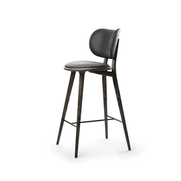 Mater High Stool Backrest barstol hög - läder svart, sirka grey ekstativ - Mater