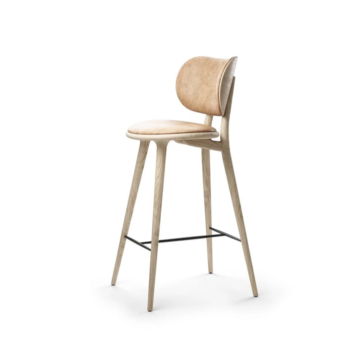 Mater High Stool Backrest barstol låg - läder natural, mattlackat ekstativ - Mater