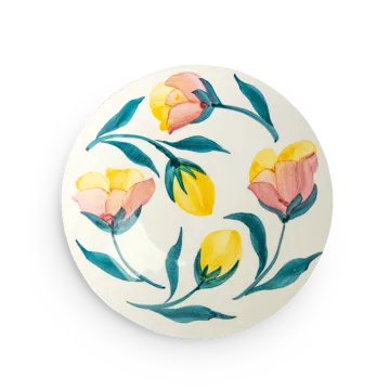 Flowers tulips assiett Ø20 cm - Vit - Mateus