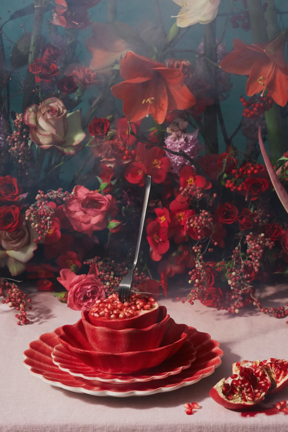 Oyster skål 18x23 cm, Röd Mateus