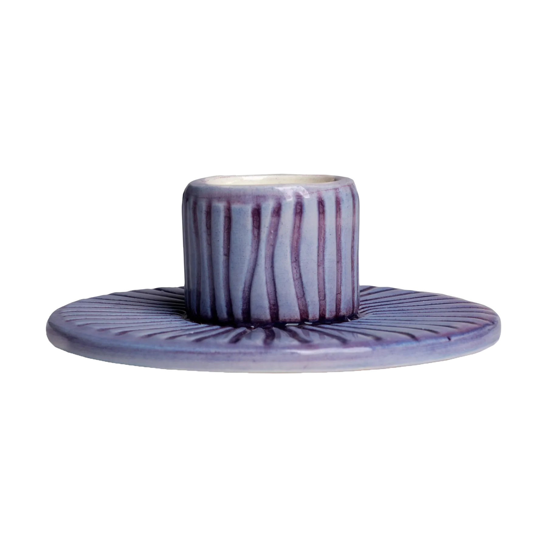 Stripes ljusstake Ø8 cm, Viol Mateus