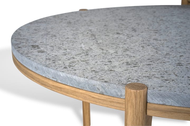Dondo soffbord vitpigmenterad ek Ø80 cm - Hyvlad kalksten - Mavis