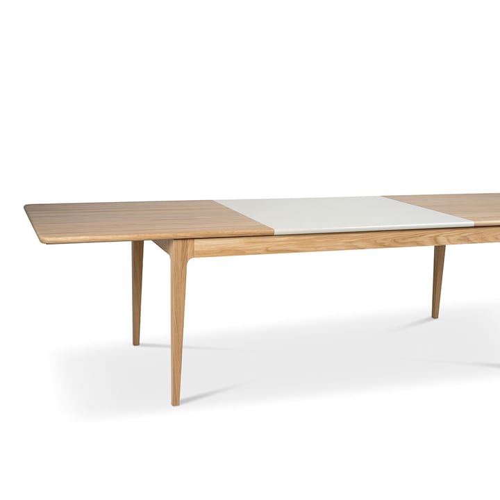 Höllviken matbord - ek vitpigmenterad mattlack, 1 ilägg, beige mdf  á 50 cm - Mavis