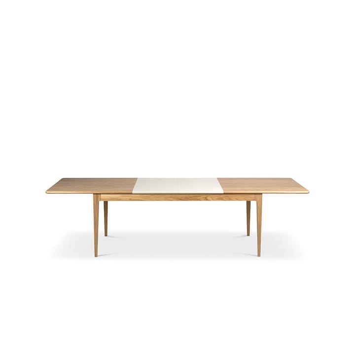 Höllviken matbord, ek vitpigmenterad mattlack, 2 ilägg, beige mdf á 50 cm Mavis